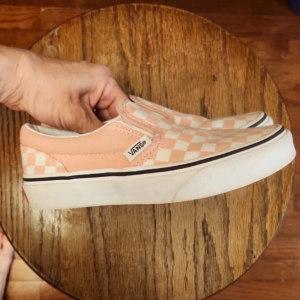 Vans Kids Pink and White Checkerboard Slip-On Sneakers